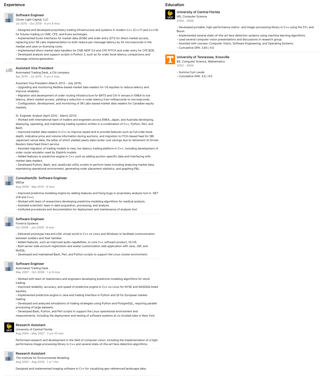 Non-traditional work experience and education 2nd candidate